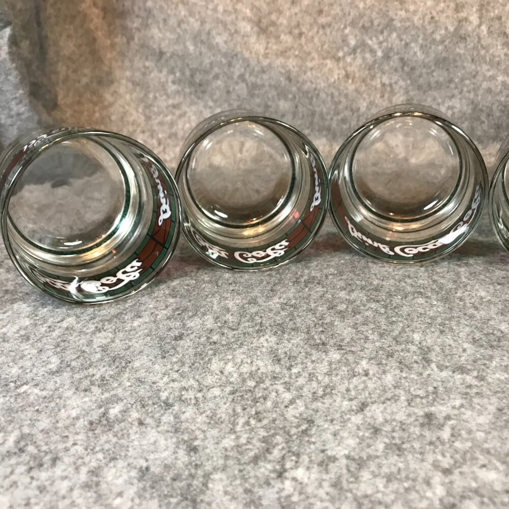 6 Coca Cola Glasses Vintage Tiffany Style Stained "Drink Coca Cola" Glass - Picture 9 of 12